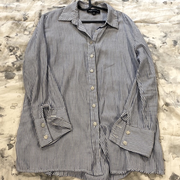 Jones New York blue and white Long Sleeve Button Down Shirt - Picture 2 of 6